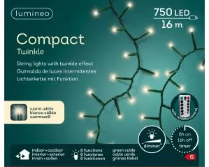 LED гирлянда зеленый провод 750 огней 8 функций 16м 494076