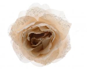 Роза пластик 14см кремовый на клипсе 629347