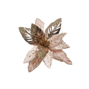 Пуансеттия 29см розовый на клипсе 2 вида тип1 6296061