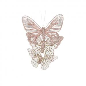 Бабочка пластик на клипсе розовый-кремовый 9 видов тип 3 5210963