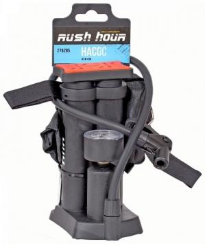 Насос RUSH HOUR ножной два баллона с манометром 34x160 мм, AV/FV