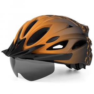 Шлем Eastinear с фонариком L 57-61 см Черный-Оранжевый