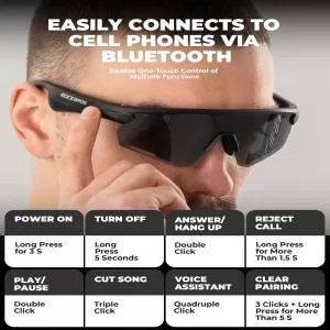 Очки велосипедные Rockbros с bluetooth гарнитурой ЧЕРНЫЙ