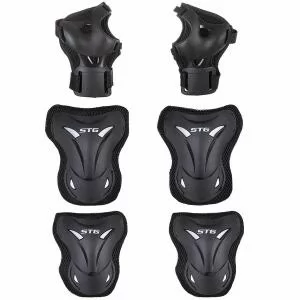 ЗАЩИТА ДЕТСКАЯ STG YX-0308 КОМПЛЕКТ: НАКОЛЕННИКИ/НАЛОКОТНИКИ/ЗАЩИТА КИСТИ - ЧЕРНАЯ РАЗМЕР М