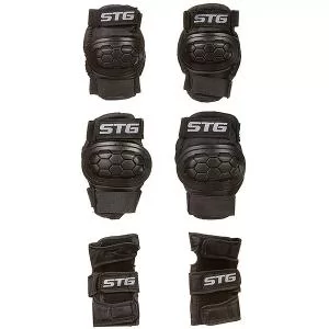 ЗАЩИТА ДЕТСКАЯ STG YX-0303 КОМПЛЕКТ: НАКОЛЕННИКИ, НАЛОКОТНИКИ, ЗАЩИТА КИСТИ ЧЕРНАЯ РАЗМЕР S